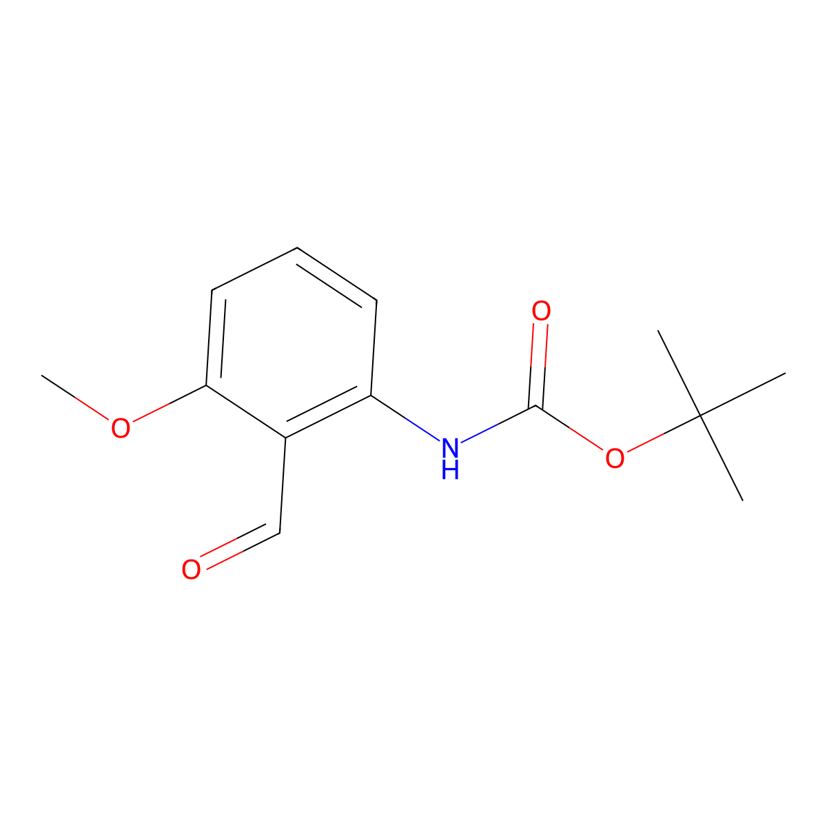 Tert-butyl 2-formyl-3-methoxyphenylcarbamate molecular structure, CAS 335672-28-1