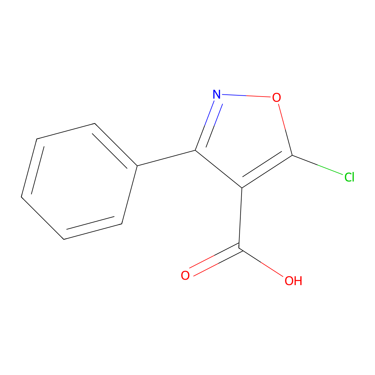 5-Chloro-3-phenyl-1,2-oxazole-4-carboxylic acid molecular structure, CAS 3357-00-4