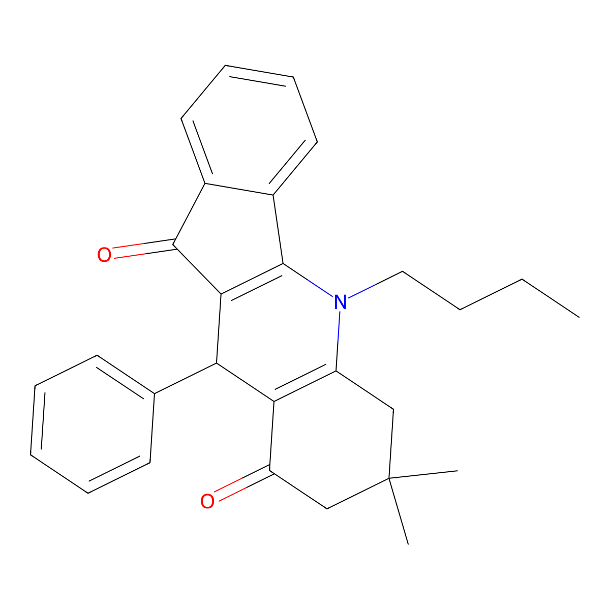5-butyl-7,7-dimethyl-10-phenyl-6,7,8,10-tetrahydro-5H-indeno[1,2-b]quinoline-9,11-dione molecular structure, CAS 3357-22-0