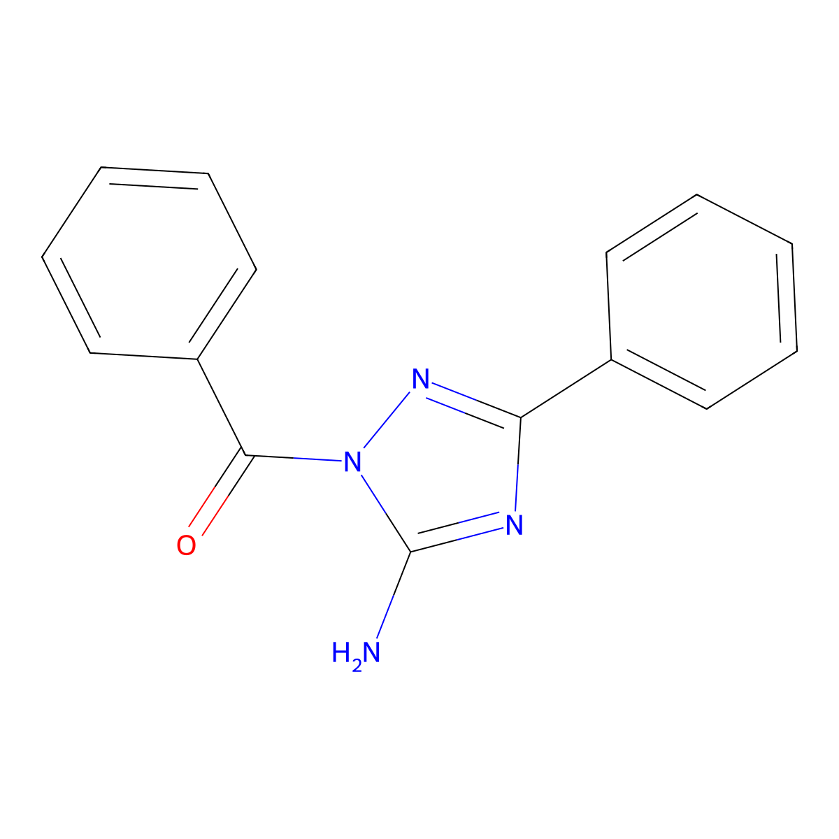 1-benzoyl-3-phenyl-1H-1,2,4-triazol-5-amine molecular structure, CAS 3357-34-4