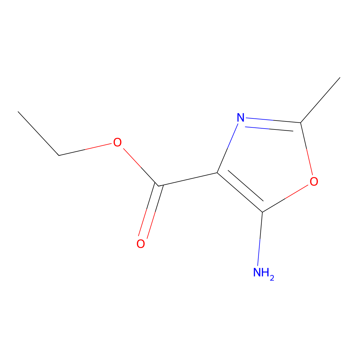 Ethyl 5-amino-2-methyl-1,3-oxazole-4-carboxylate molecular structure, CAS 3357-54-8