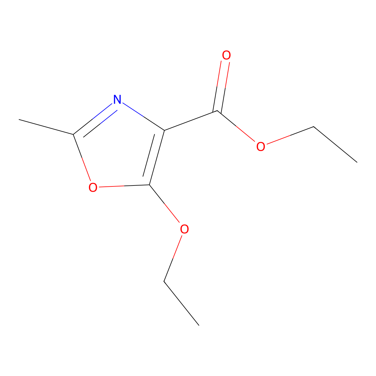 4-Oxazolecarboxylic acid, 5-ethoxy-2-methyl-, ethyl ester molecular structure, CAS 3357-55-9