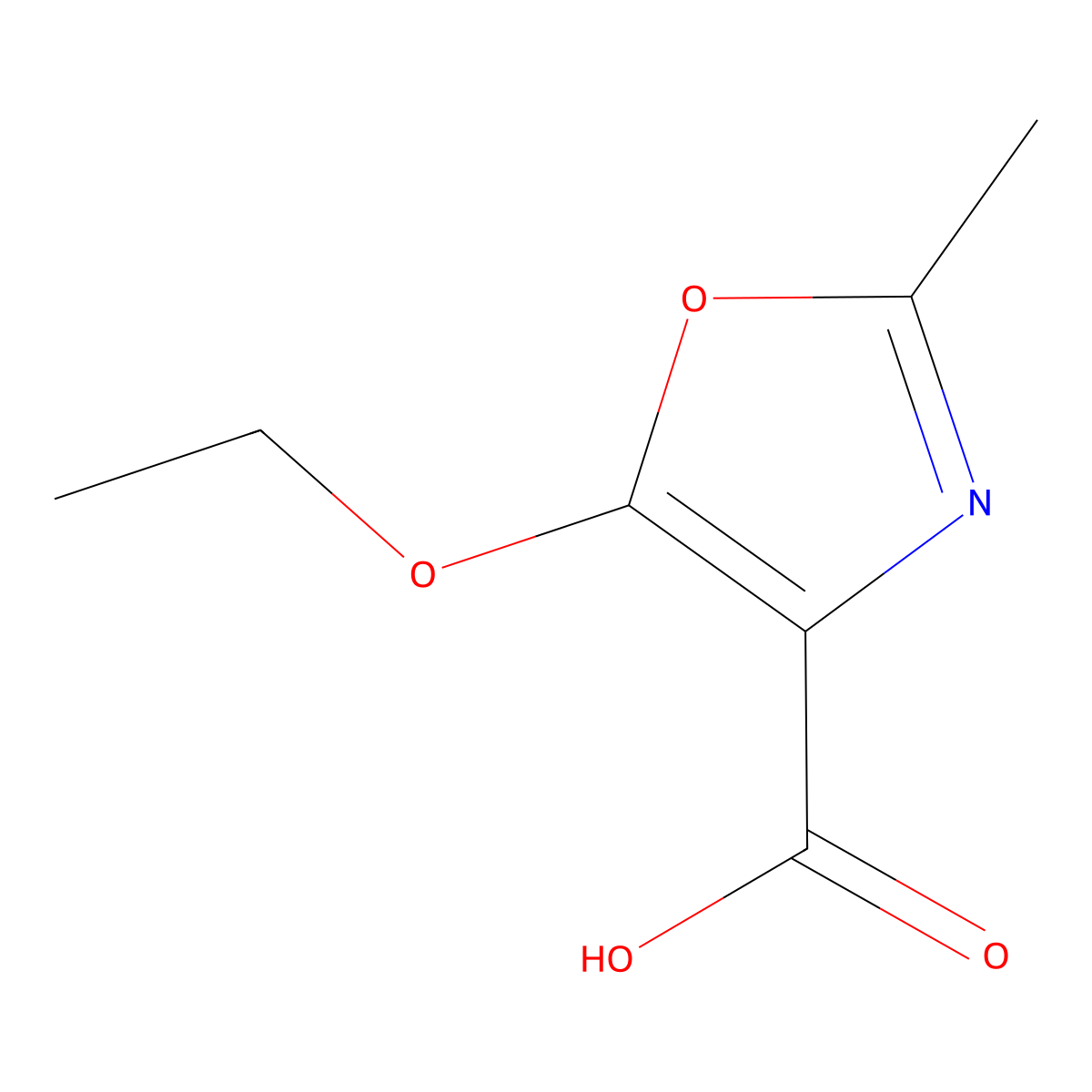 5-Ethoxy-2-methyl-1,3-oxazole-4-carboxylic acid molecular structure, CAS 3357-56-0