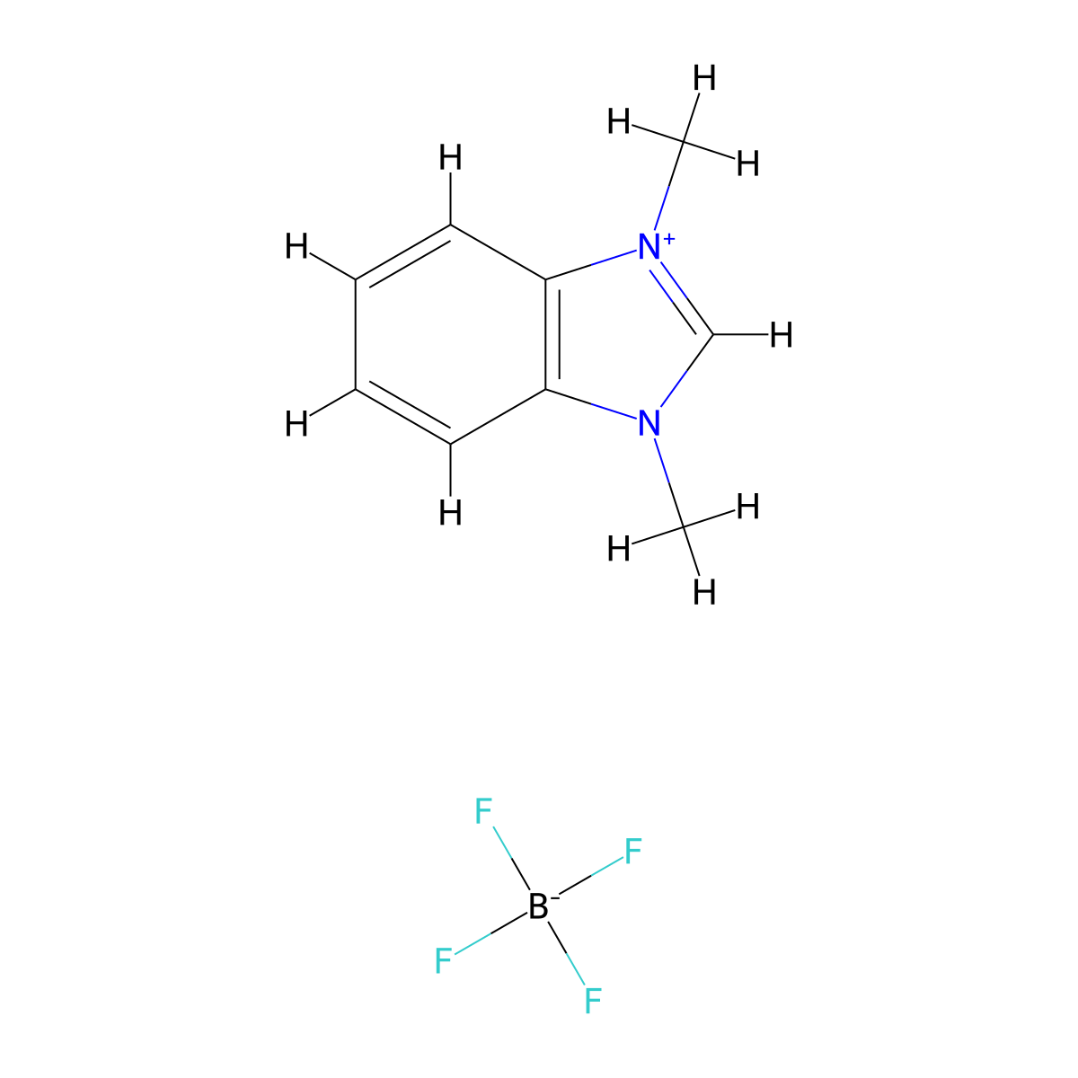 1,3-dimethyl-1H-1,3-benzodiazol-3-ium; tetrafluoroboranuide molecular structure, CAS 33571-93-6