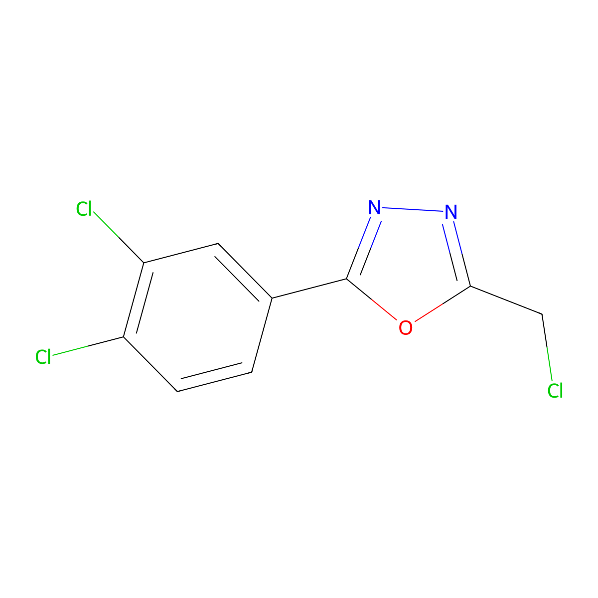 2-(Chloromethyl)-5-(3,4-dichlorophenyl)-1,3,4-oxadiazole molecular structure, CAS 33575-81-4