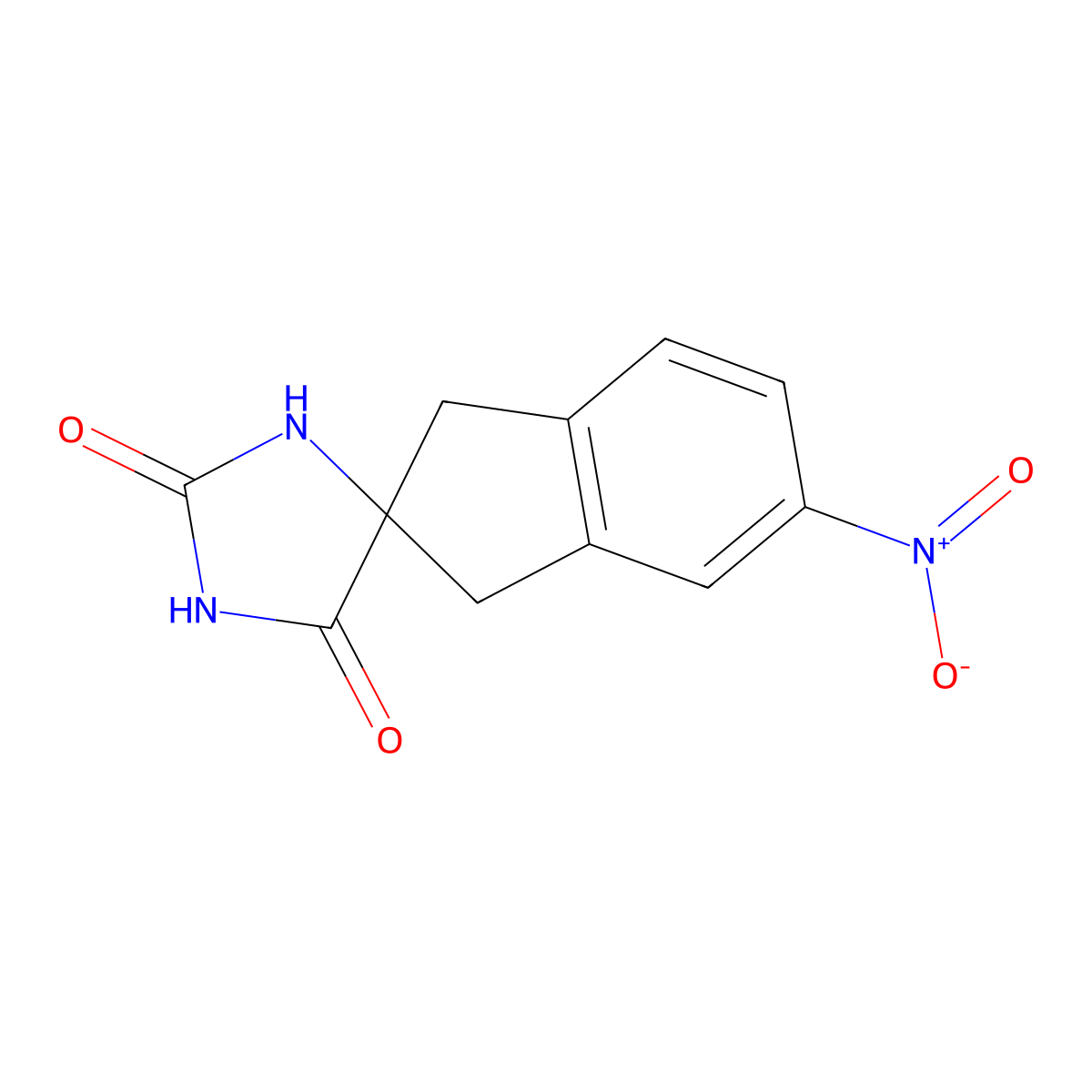 Spiro(5-nitroindane)-2,5'-hydantoin molecular structure, CAS 33584-66-6