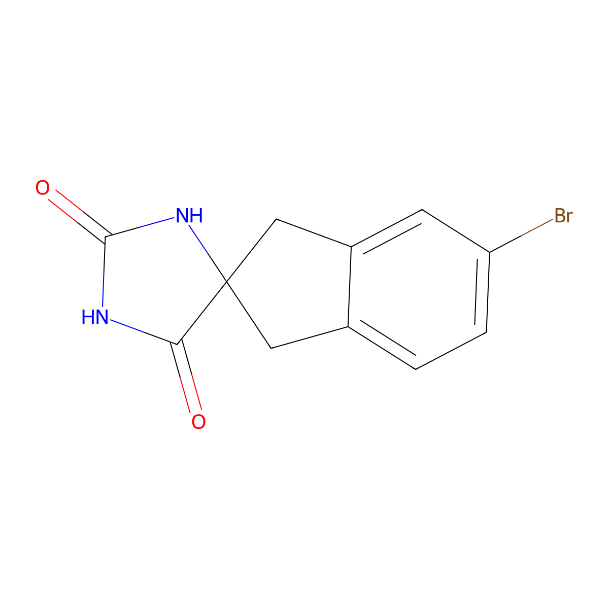 5'-Bromo-1',3'-dihydrospiro[imidazolidine-4,2'-indene]-2,5-dione molecular structure, CAS 33584-72-4