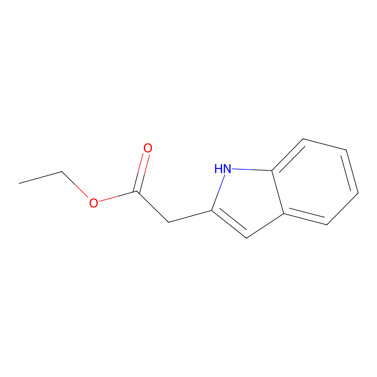 Ethyl 2-(1H-indol-2-yl)acetate molecular structure, CAS 33588-64-6