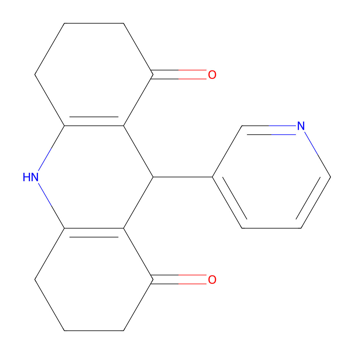 9-Pyridin-3-yl-2,3,4,5,6,7,9,10-octahydroacridine-1,8-dione molecular structure, CAS 33589-31-0