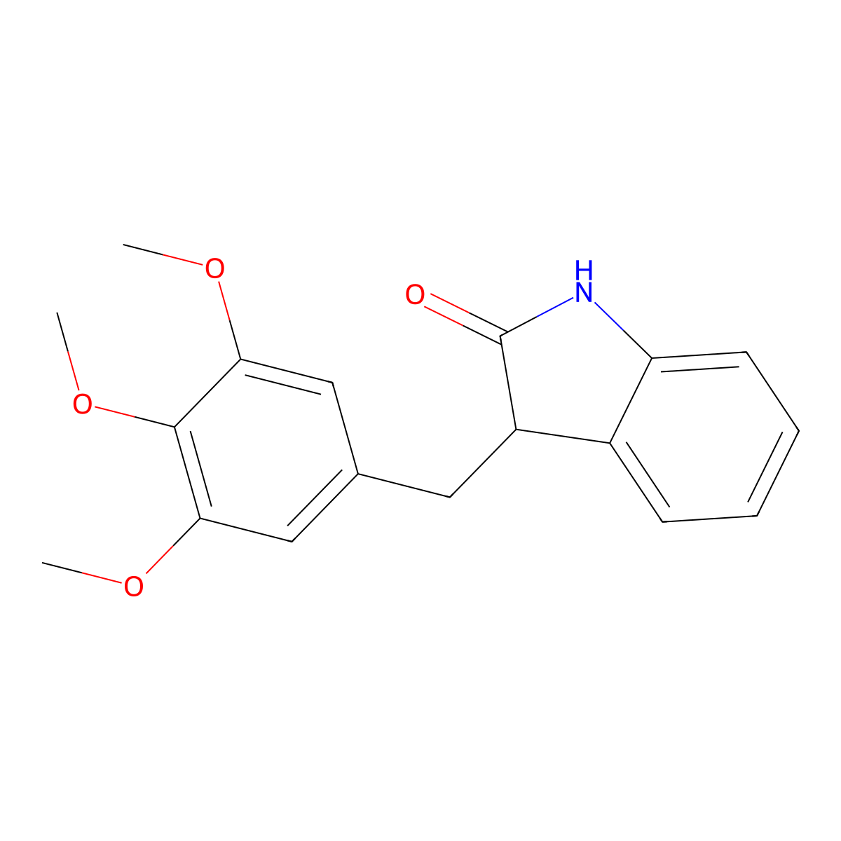 3-(3,4,5-Trimethoxybenzyl)indolin-2-one molecular structure, CAS 3359-50-0