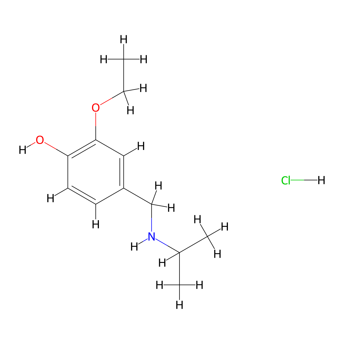 2-Ethoxy-4-{[(propan-2-yl)amino]methyl}phenol hydrochloride molecular structure, CAS 33597-45-4