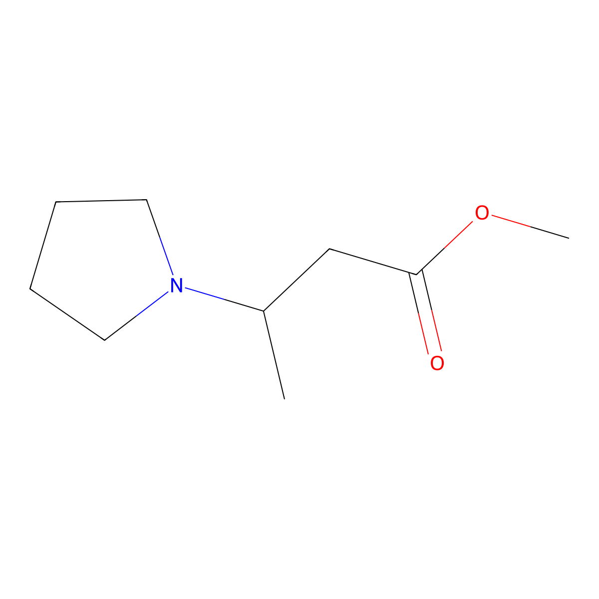 Methyl 3-pyrrolidin-1-ylbutanoate molecular structure, CAS 33598-27-5