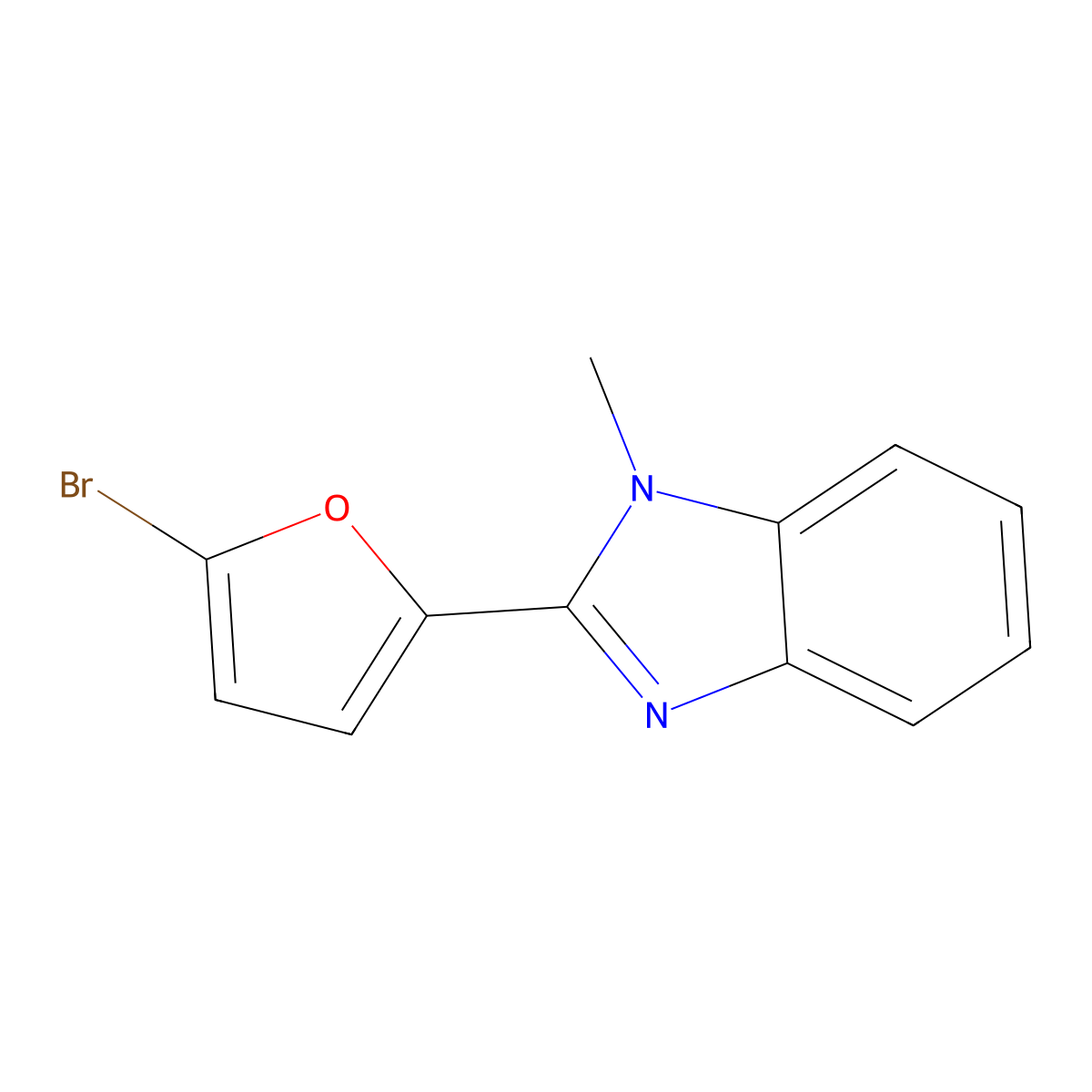 1H-Benzimidazole, 2-(5-bromo-2-furanyl)-1-methyl- molecular structure, CAS 33598-53-7