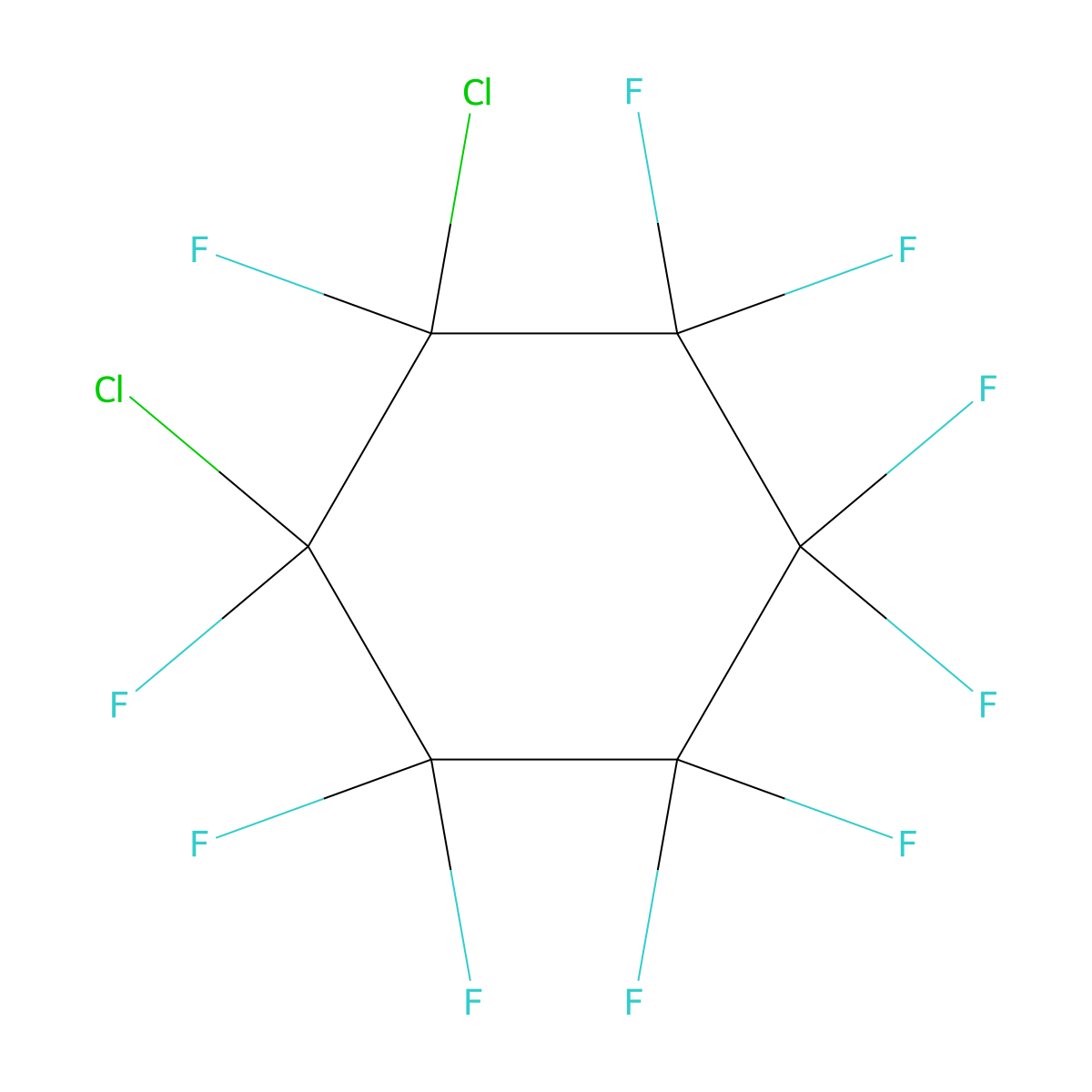 1,2-Dichlorodecafluorocyclohexane molecular structure, CAS 336-14-1