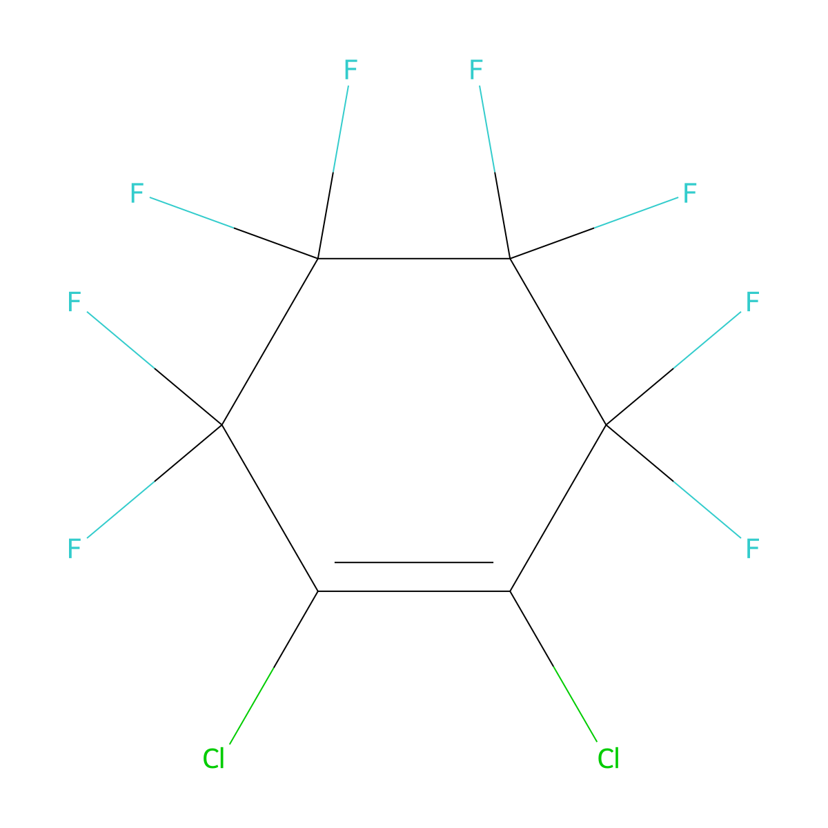 1,2-Dichlorooctafluorocyclohexene molecular structure, CAS 336-19-6
