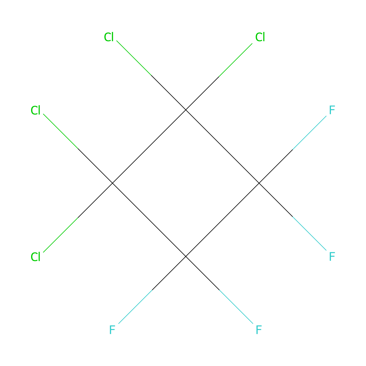 1,1,2,2-Tetrachloro-3,3,4,4-tetrafluorocyclobutane molecular structure, CAS 336-50-5