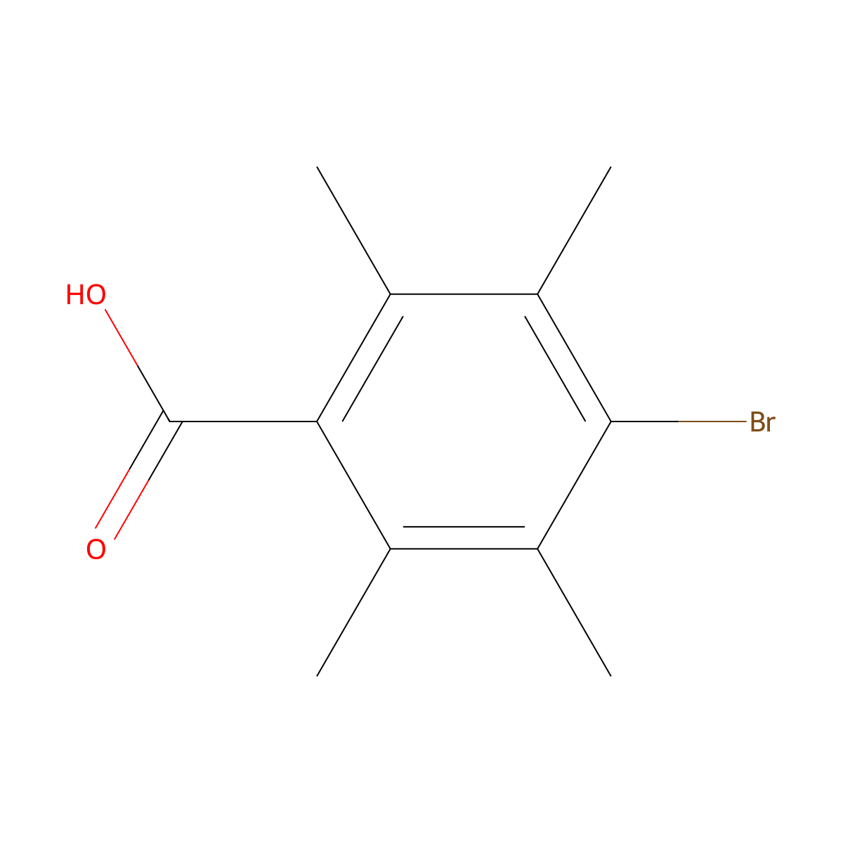 4-Bromo-2,3,5,6-tetramethylbenzoic acid molecular structure, CAS 3360-64-3
