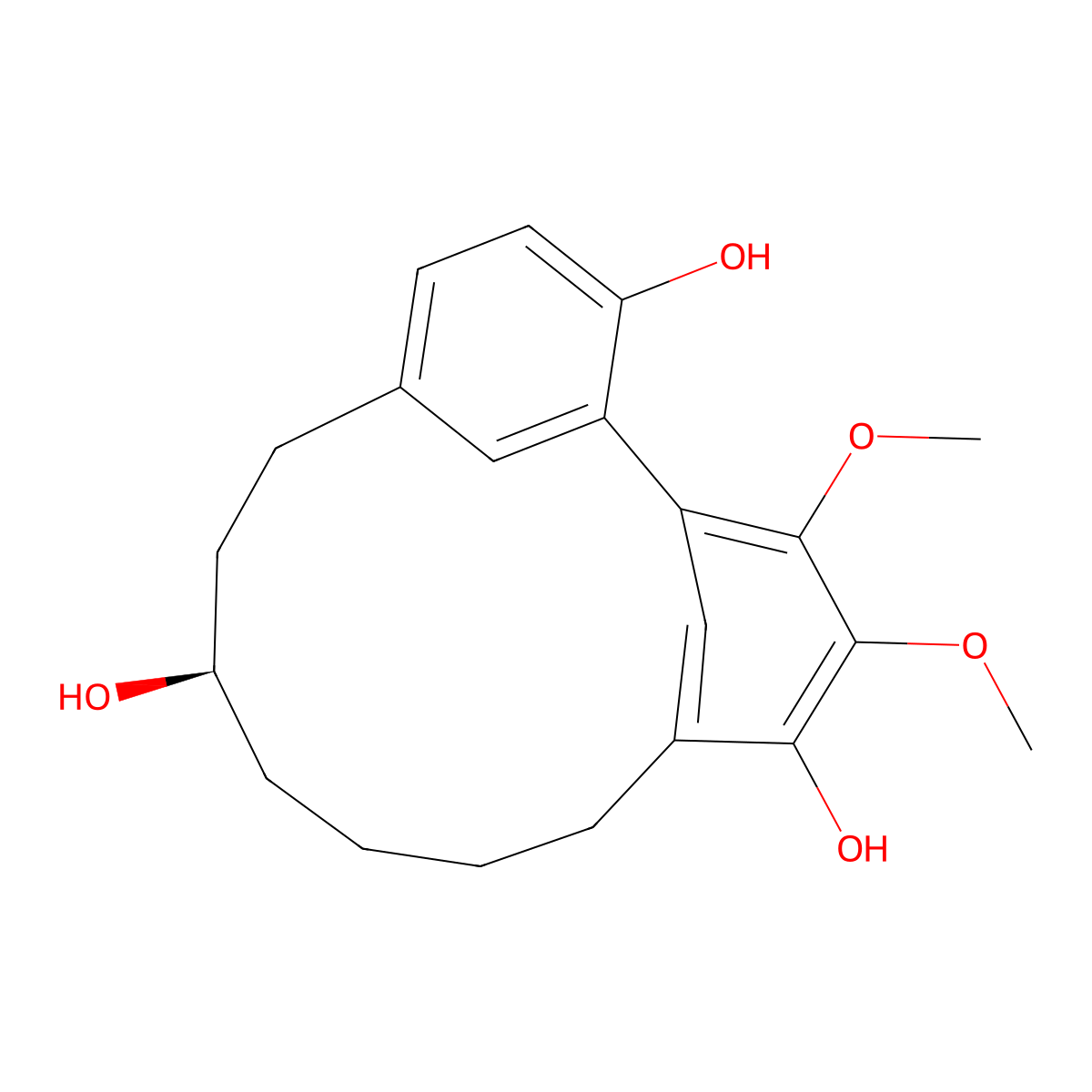 (9R)-16,17-Dimethoxytricyclo(12.3.1.12,6)nonadeca-1(18),2,4,6(19),14,16-hexaene-3,9,15-triol molecular structure, CAS 33606-81-4
