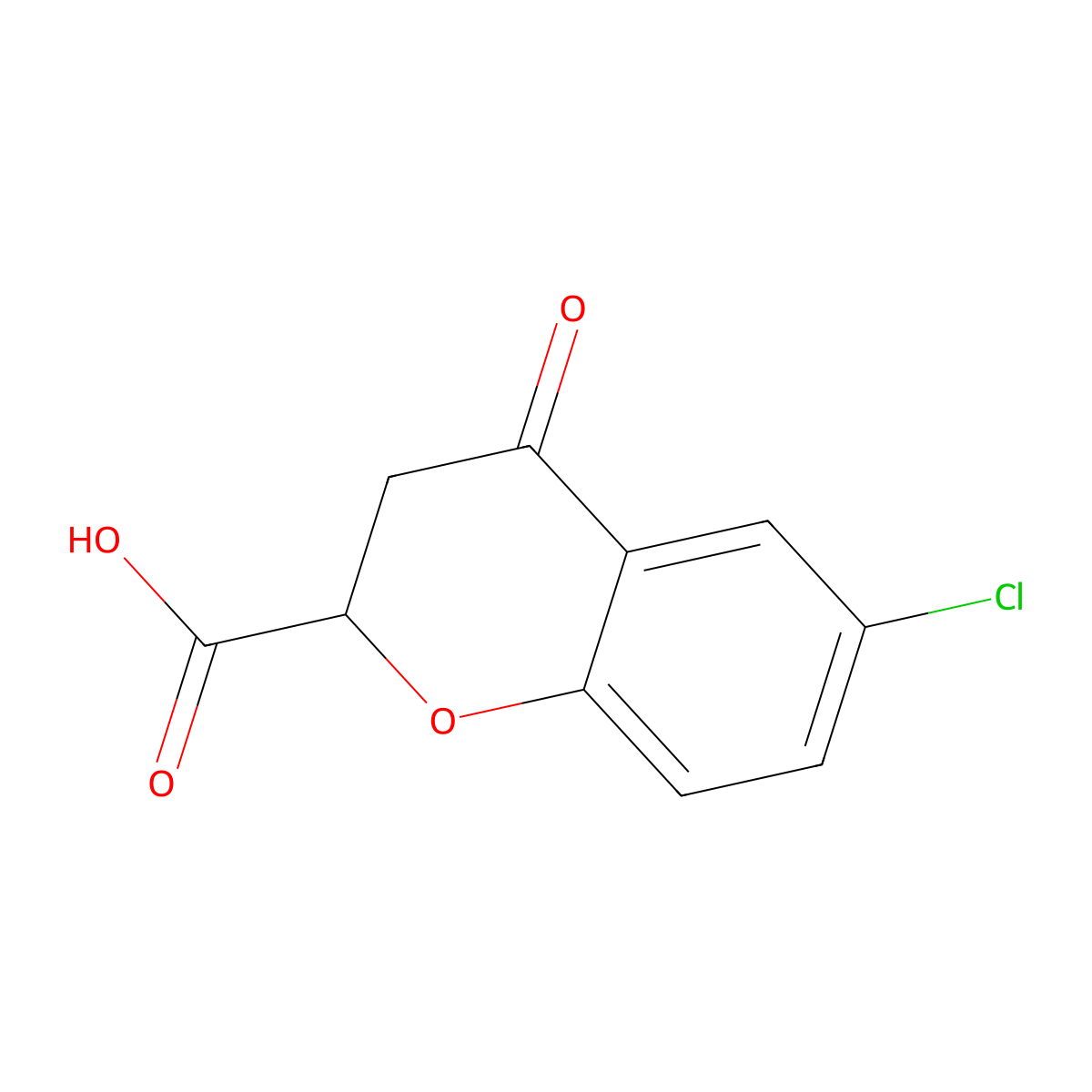 6-chloro-4-oxo-3,4-dihydro-2H-1-benzopyran-2-carboxylic acid molecular structure, CAS 33607-91-9