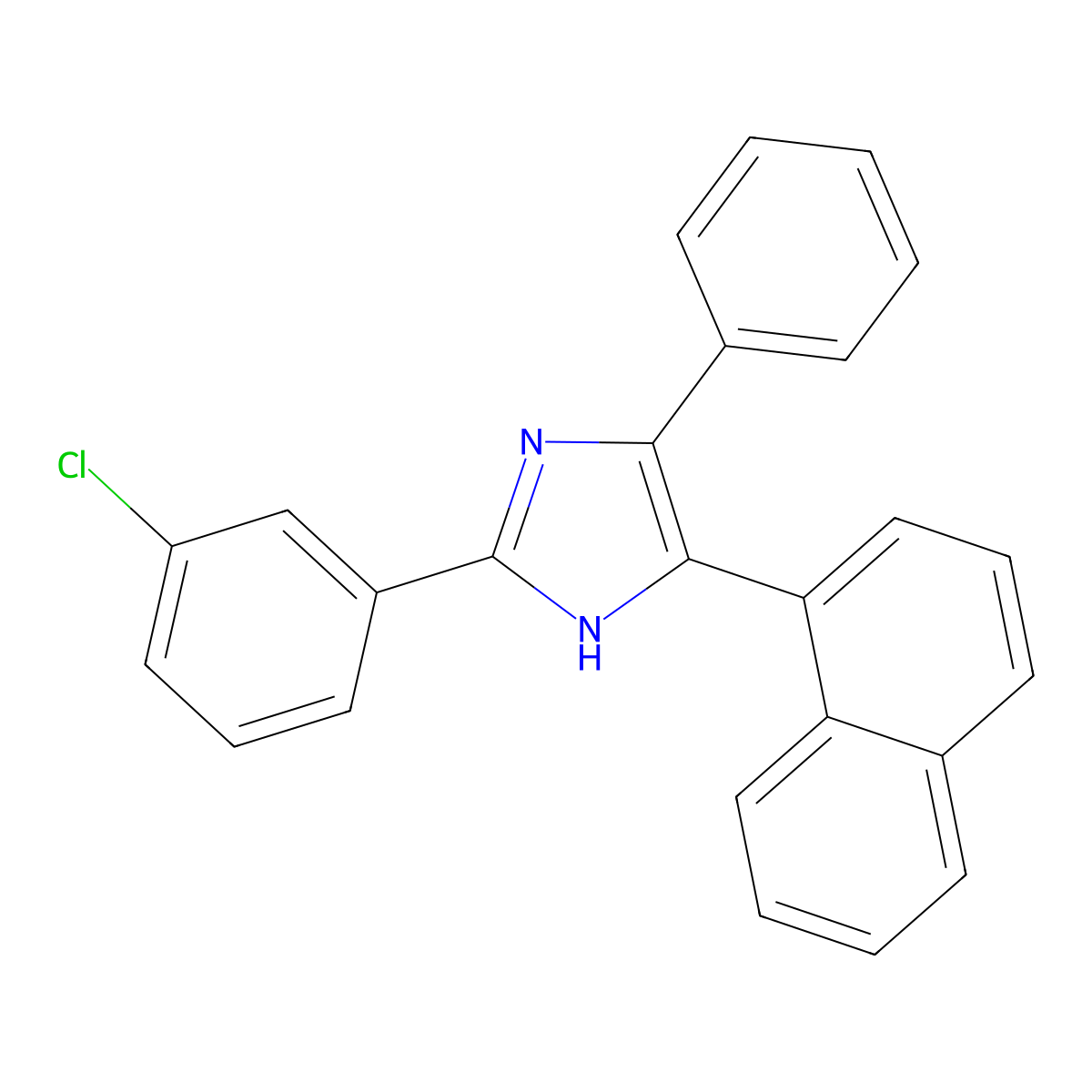 2-(3-chlorophenyl)-4-(1-naphthyl)-5-phenyl-1H-imidazole molecular structure, CAS 33609-56-2