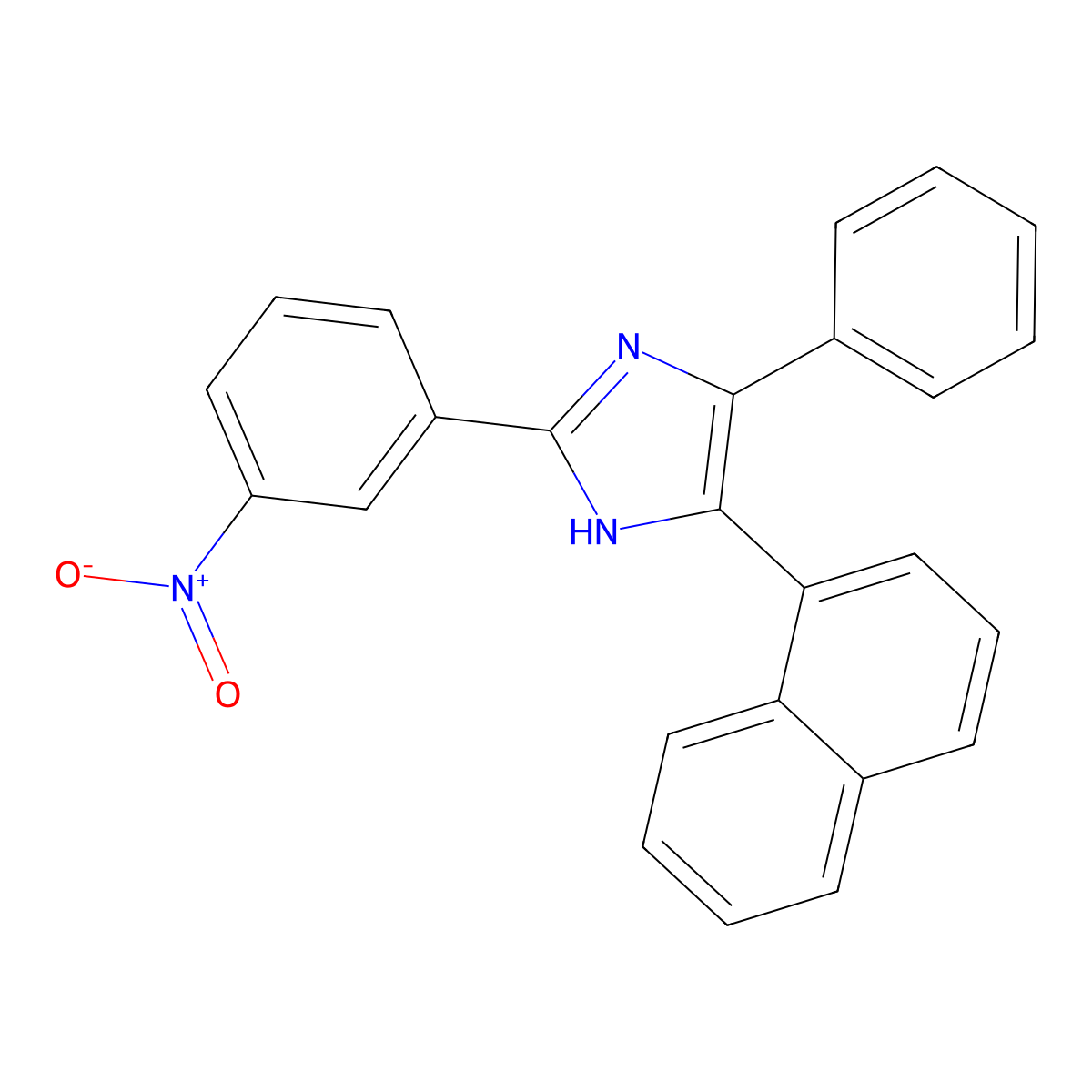 5-naphthalen-1-yl-2-(3-nitrophenyl)-4-phenyl-1H-imidazole molecular structure, CAS 33609-58-4