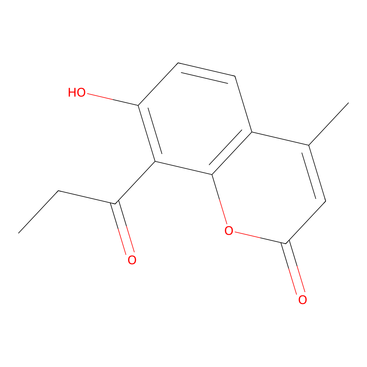 2H-1-Benzopyran-2-one, 7-hydroxy-4-methyl-8-(1-oxopropyl)- molecular structure, CAS 3361-71-5