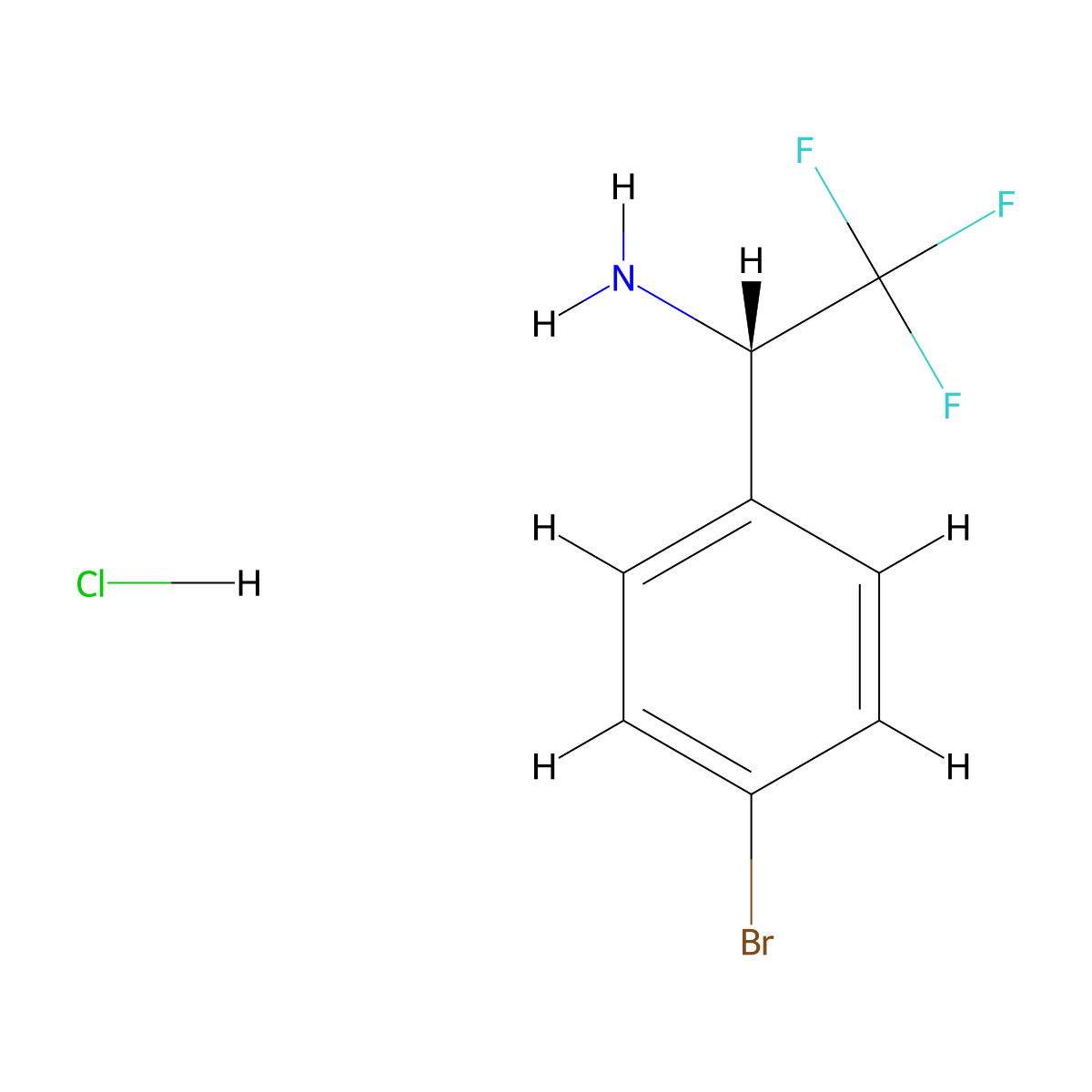 (S)-1-(4-Bromophenyl)-2,2,2-trifluoroethanamine hydrochloride molecular structure, CAS 336105-43-2