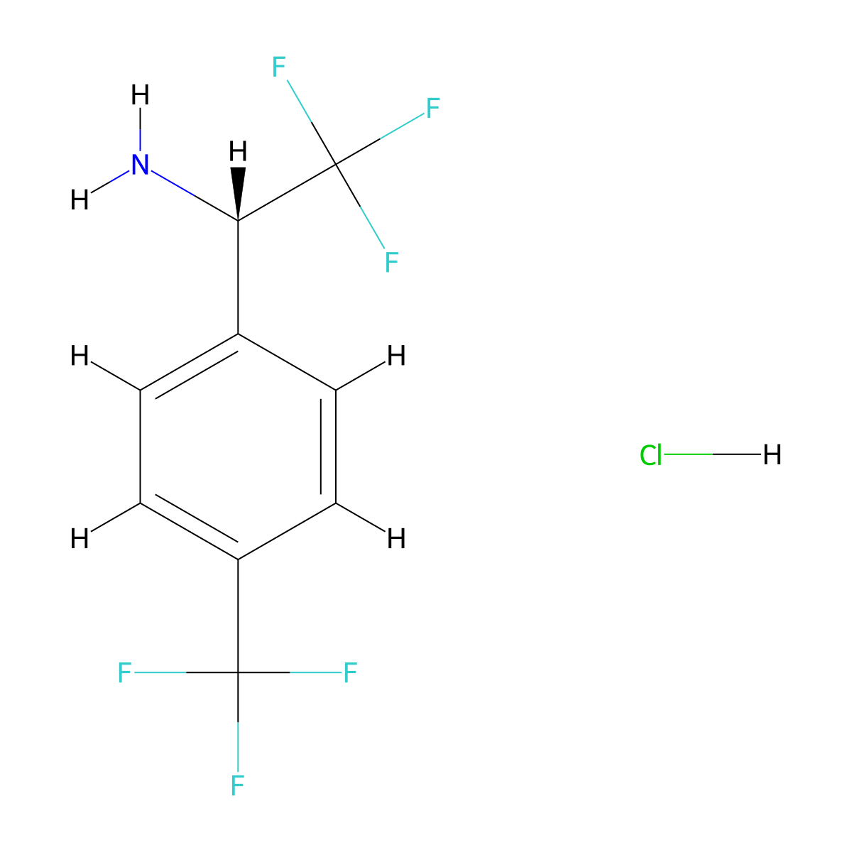 (S)-2,2,2-Trifluoro-1-(4-trifluoromethyl-phenyl)-ethylamine hydrochloride molecular structure, CAS 336105-44-3