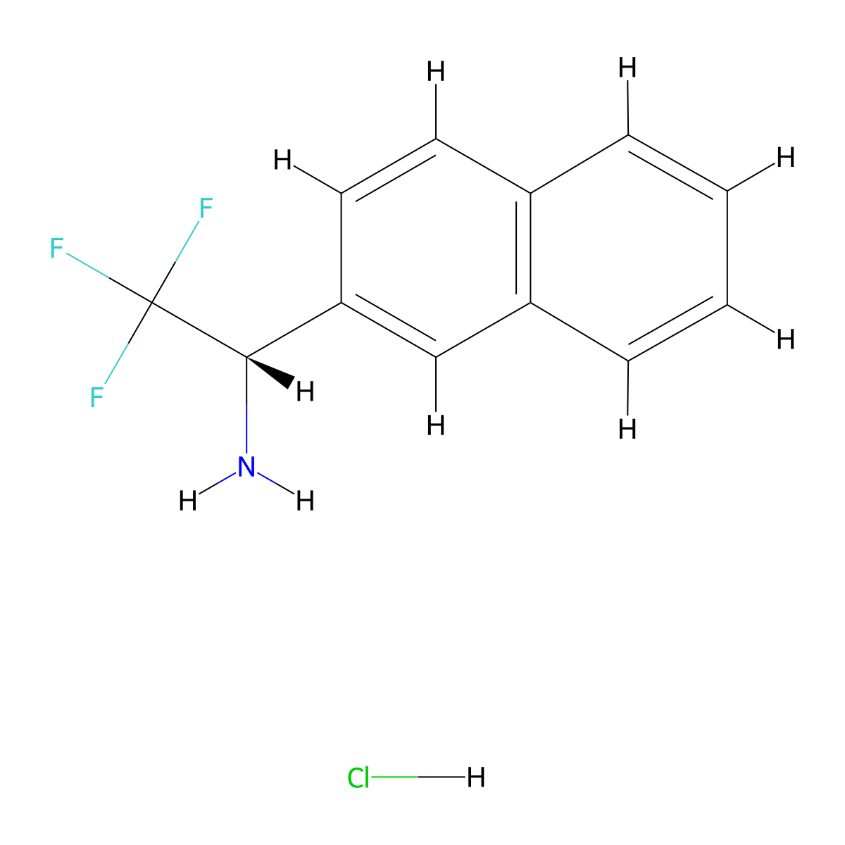 (S)-2,2,2-trifluoro-1-(naphthalen-2-yl)ethan-1-amine hydrochloride molecular structure, CAS 336105-48-7