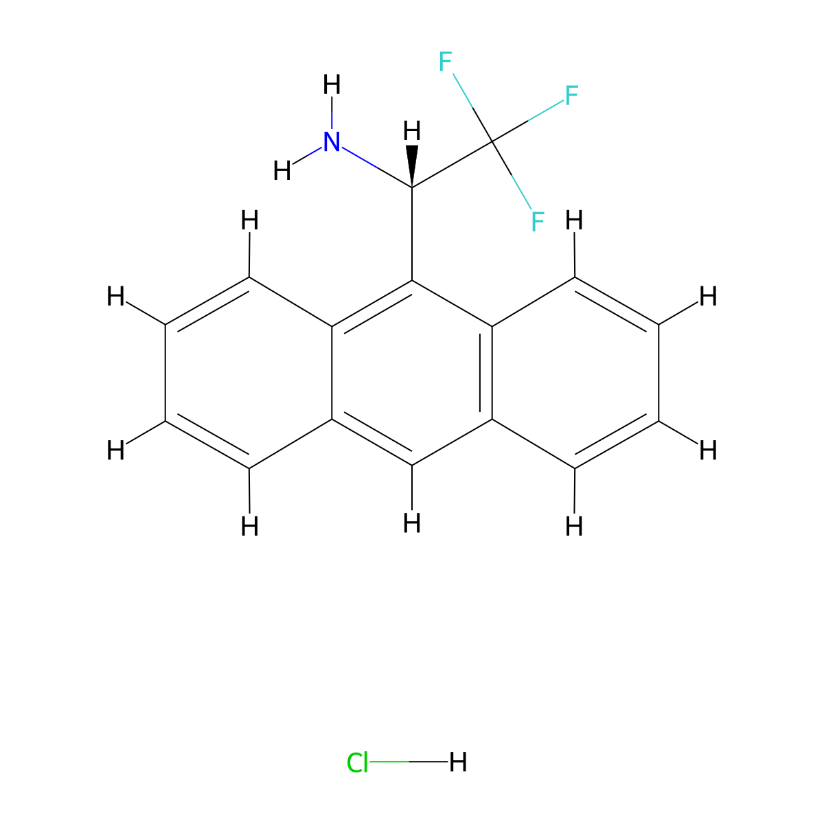 (S)-1-(Anthracen-9-yl)-2,2,2-trifluoroethan-1-amine hydrochloride molecular structure, CAS 336105-49-8