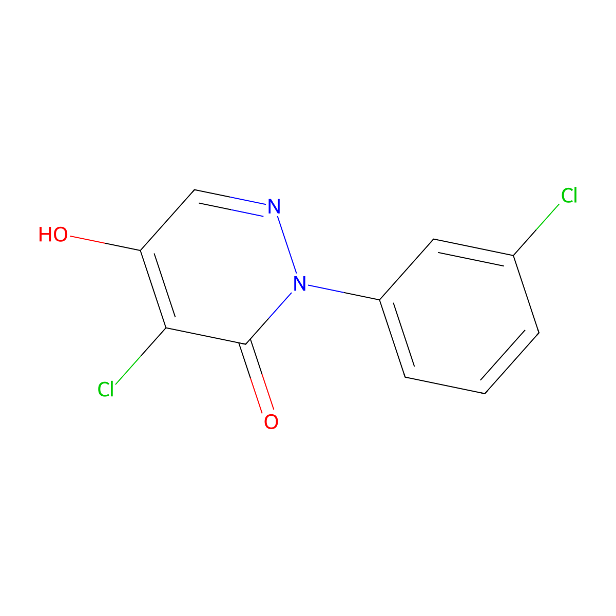 4-chloro-2-(3-chlorophenyl)-5-hydroxy-3(2H)-pyridazinone molecular structure, CAS 336109-39-8