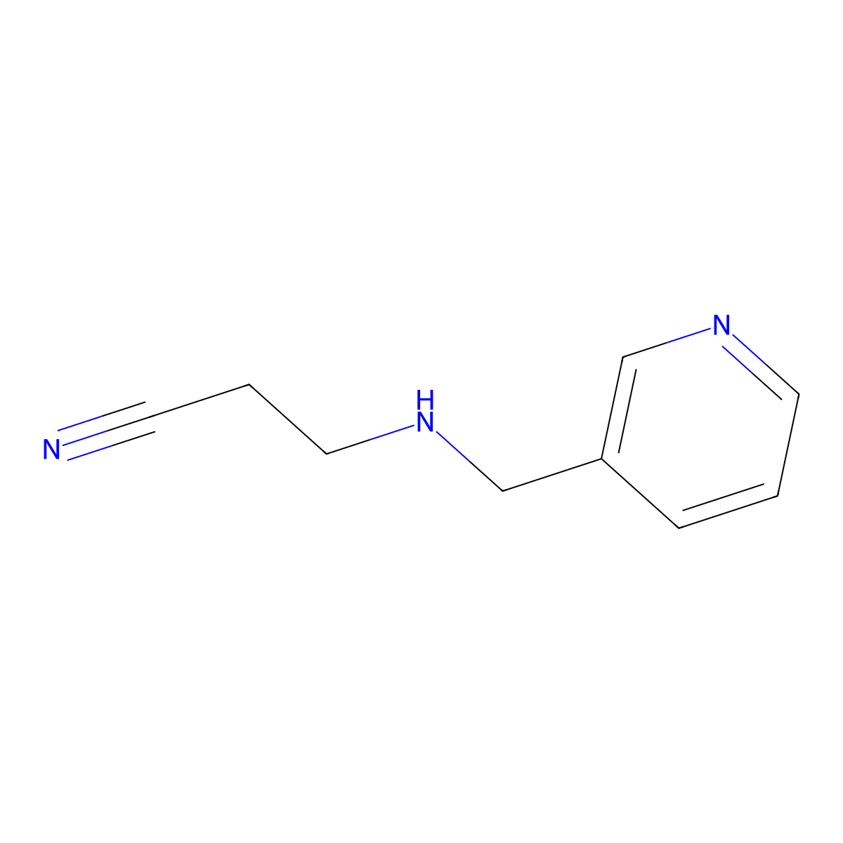 Propanenitrile, 3-((3-pyridinylmethyl)amino)- molecular structure, CAS 33611-48-2