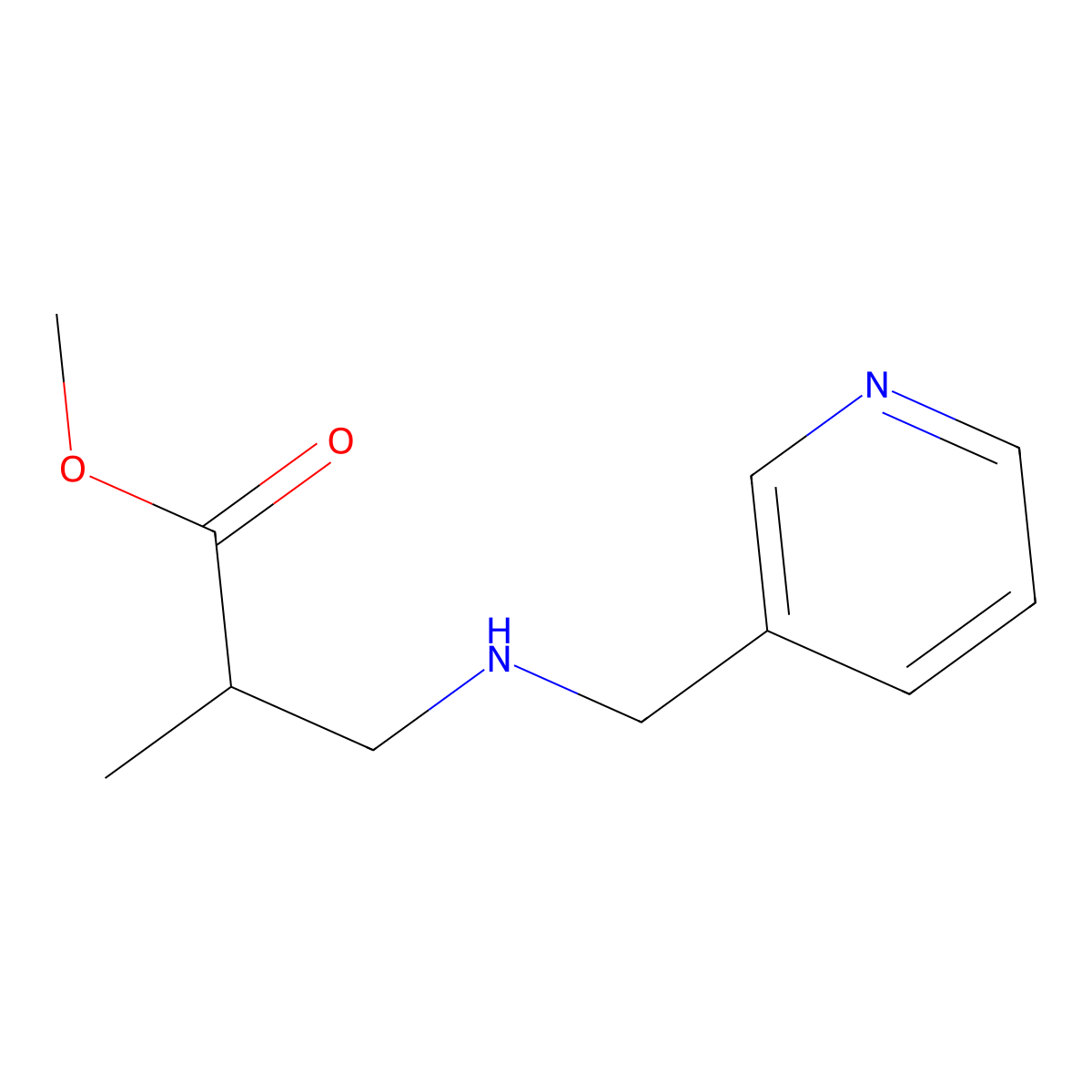 Methyl 2-methyl-3-{[(pyridin-3-yl)methyl]amino}propanoate molecular structure, CAS 33611-49-3