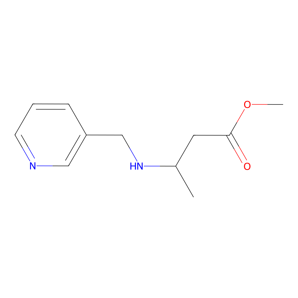 Methyl 3-{[(pyridin-3-yl)methyl]amino}butanoate molecular structure, CAS 33611-50-6