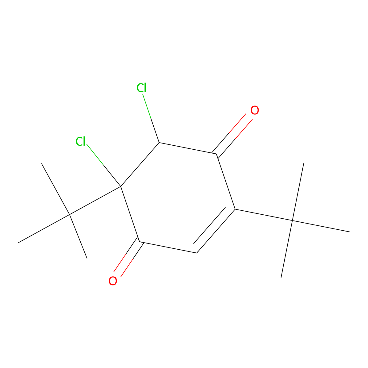 2,5-Ditert-butyl-5,6-dichloro-2-cyclohexene-1,4-dione molecular structure, CAS 33611-72-2
