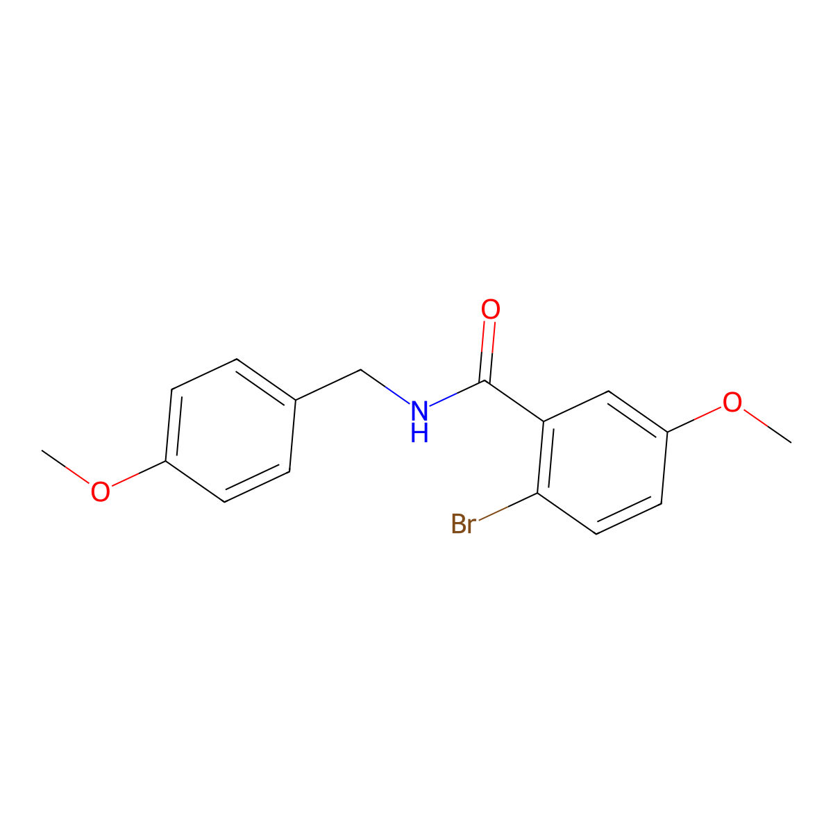 2-bromo-5-methoxy-N-[(4-methoxyphenyl)methyl]benzamide molecular structure, CAS 336129-04-5