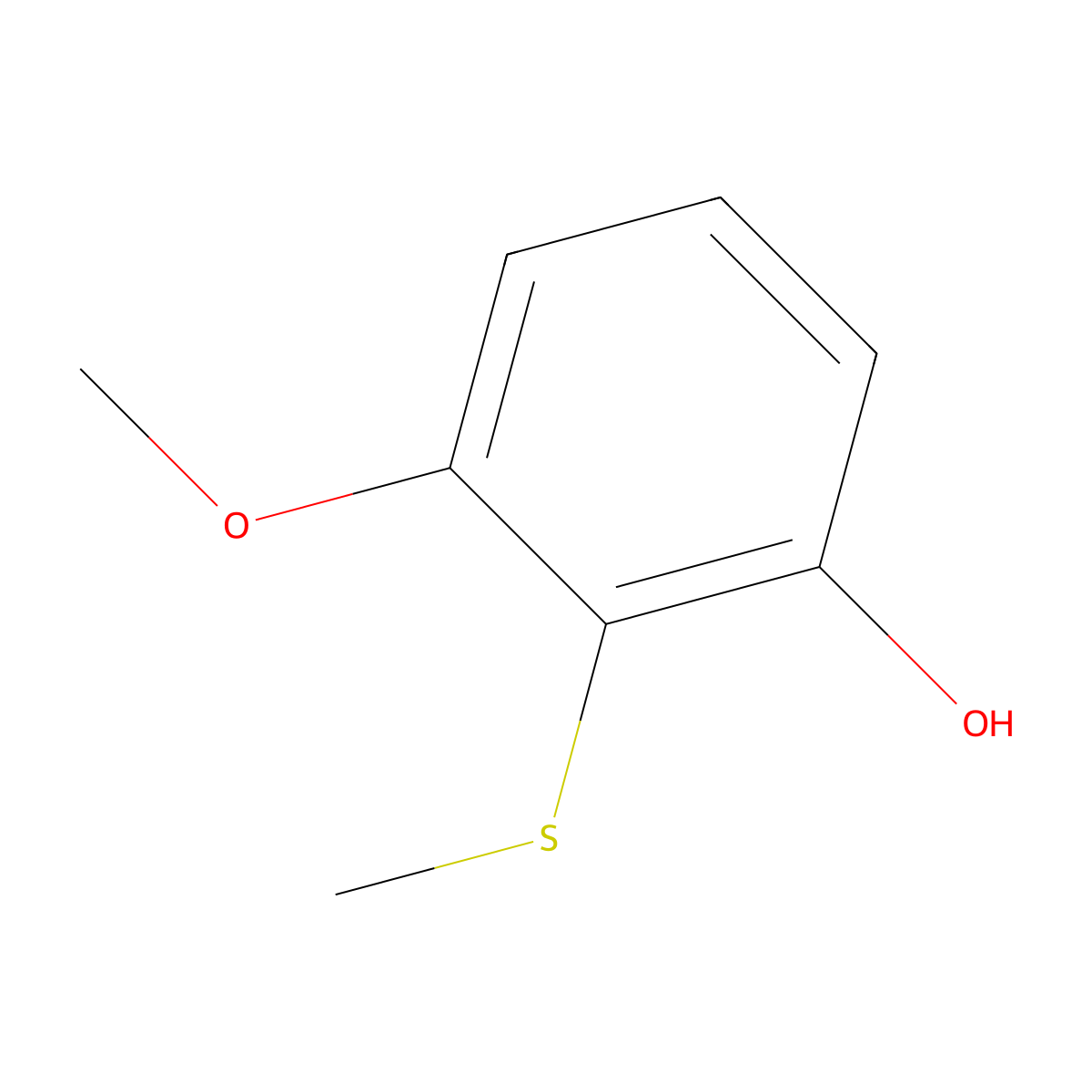 Phenol, 3-methoxy-2-(methylthio)- molecular structure, CAS 33617-66-2