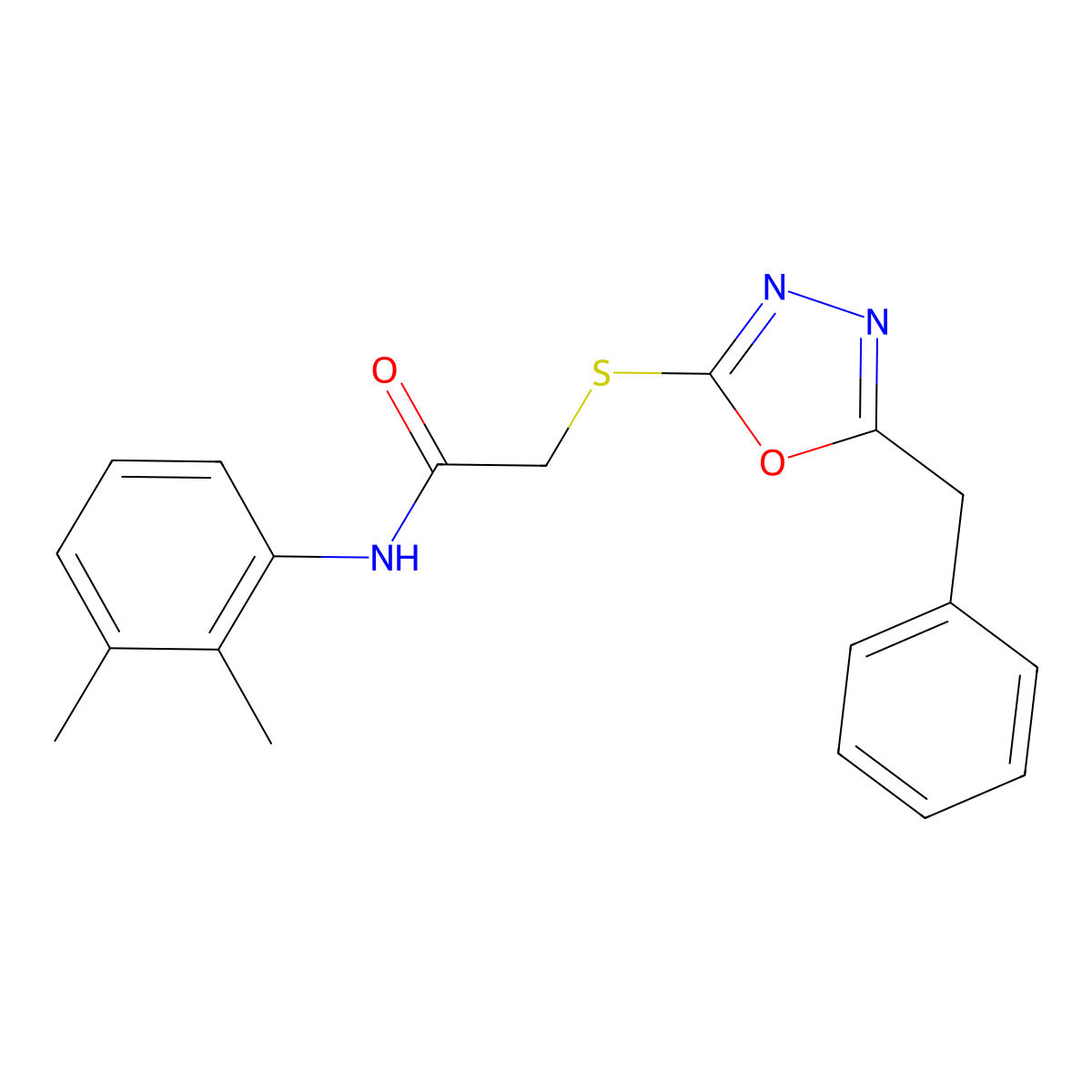 2-((5-Benzyl-1,3,4-oxadiazol-2-yl)thio)-N-(2,3-dimethylphenyl)acetamide molecular structure, CAS 336174-30-2