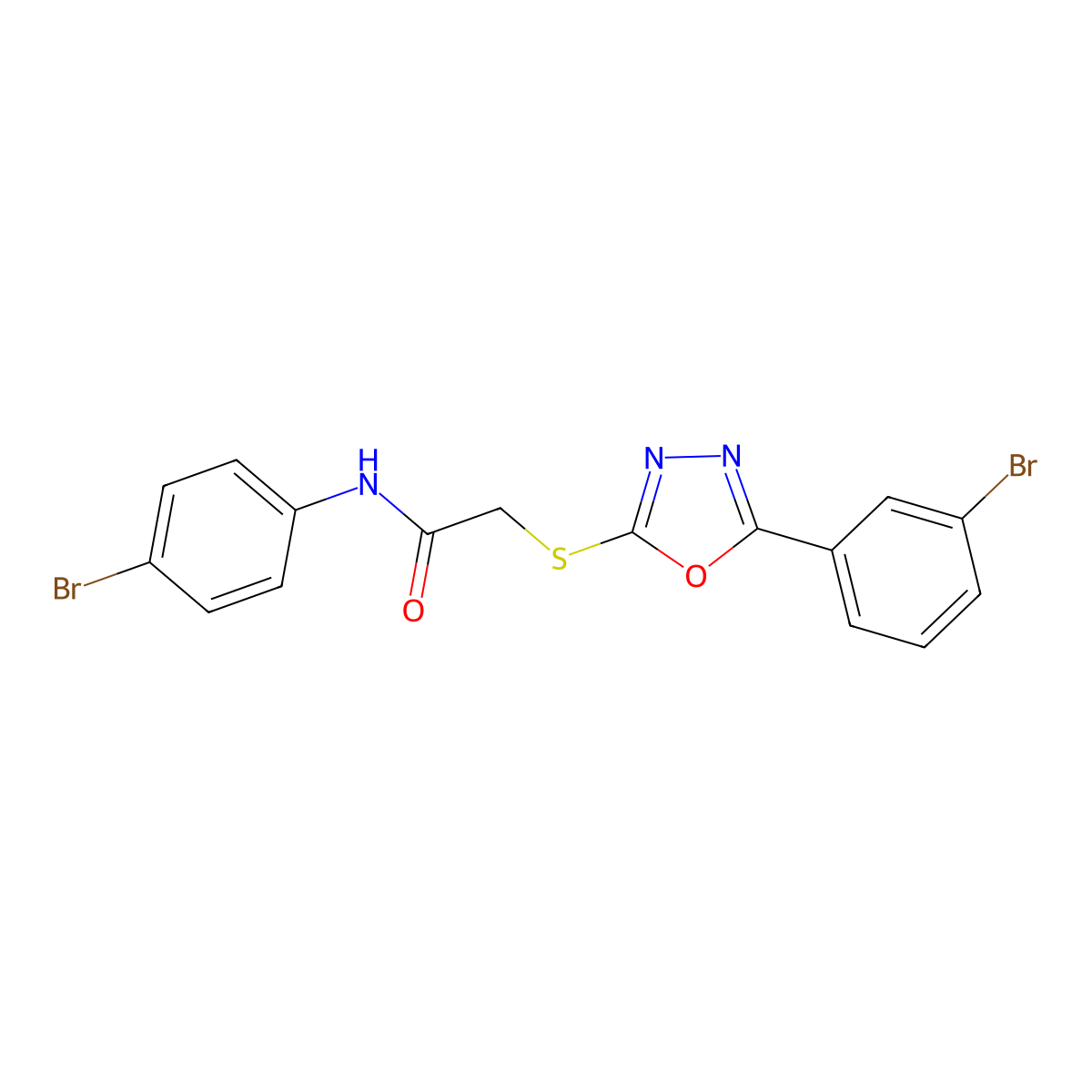 N-(4-bromophenyl)-2-{[5-(3-bromophenyl)-1,3,4-oxadiazol-2-yl]thio}acetamide molecular structure, CAS 336174-46-0