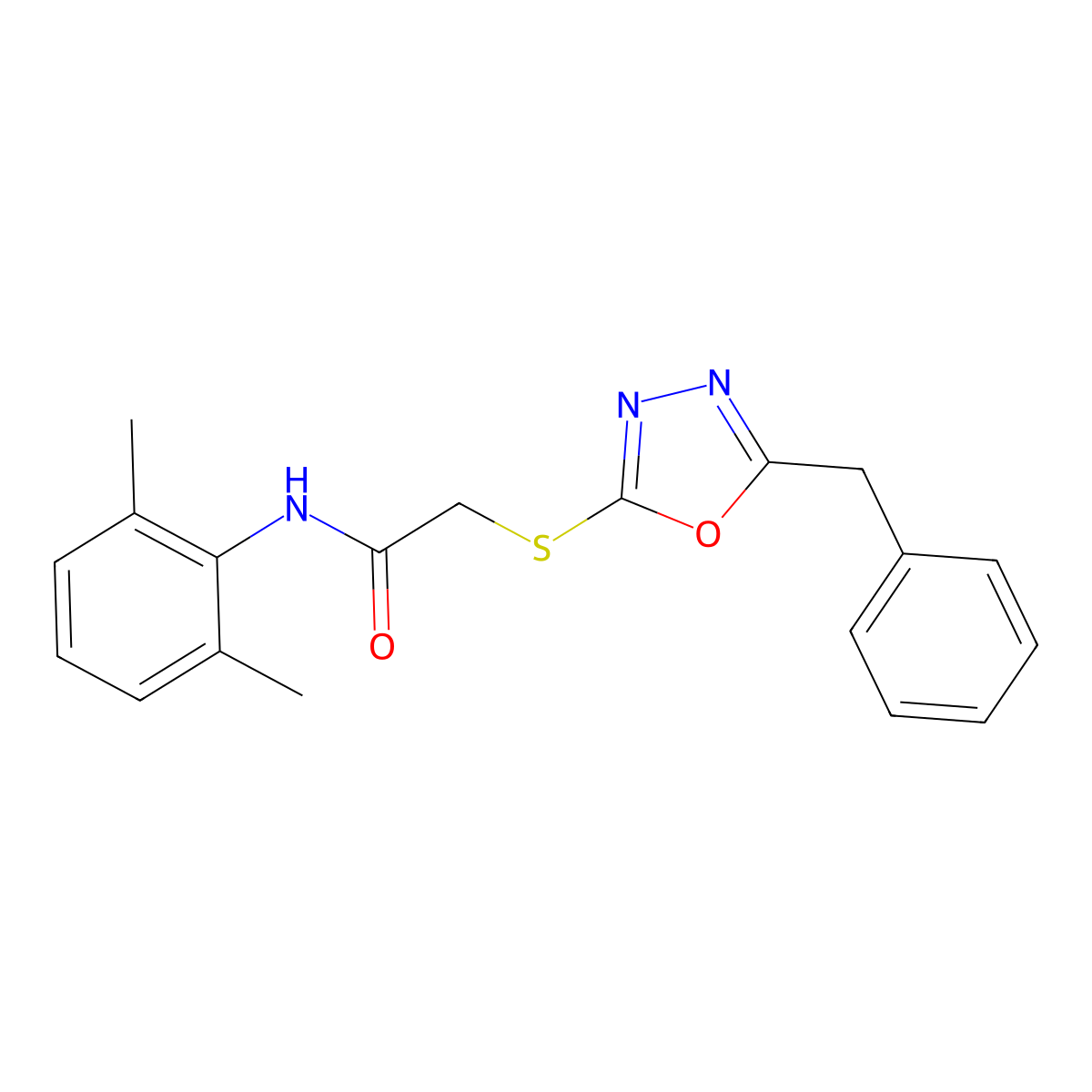 2-[(5-benzyl-1,3,4-oxadiazol-2-yl)sulfanyl]-N-(2,6-dimethylphenyl)acetamide molecular structure, CAS 336174-61-9