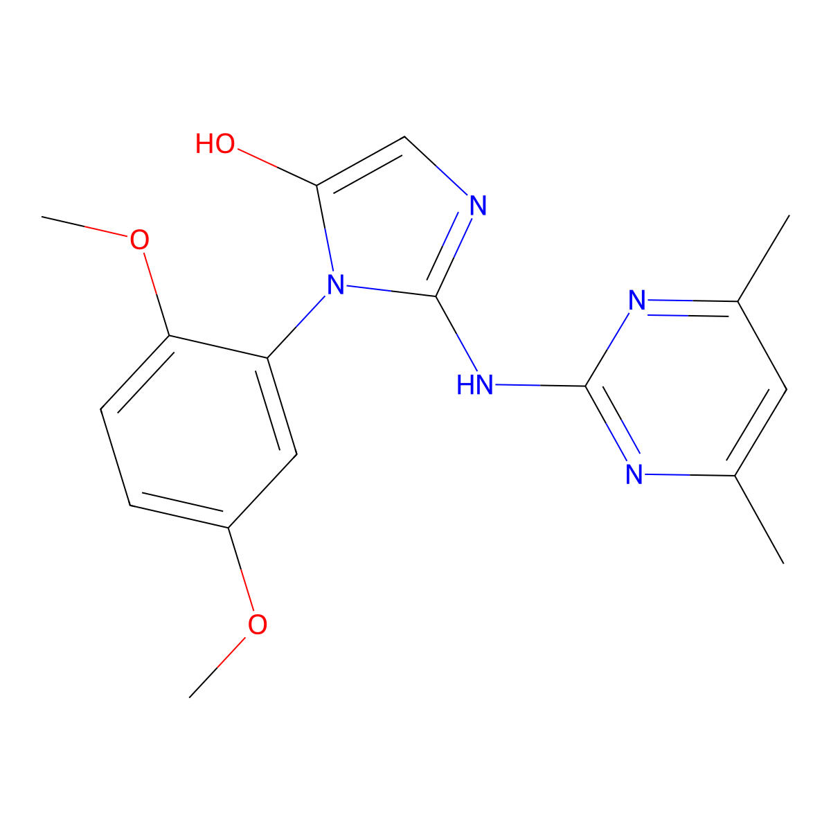 1-(2,5-Dimethoxyphenyl)-2-[(4,6-dimethylpyrimidin-2-yl)amino]imidazol-5-ol molecular structure, CAS 336176-27-3