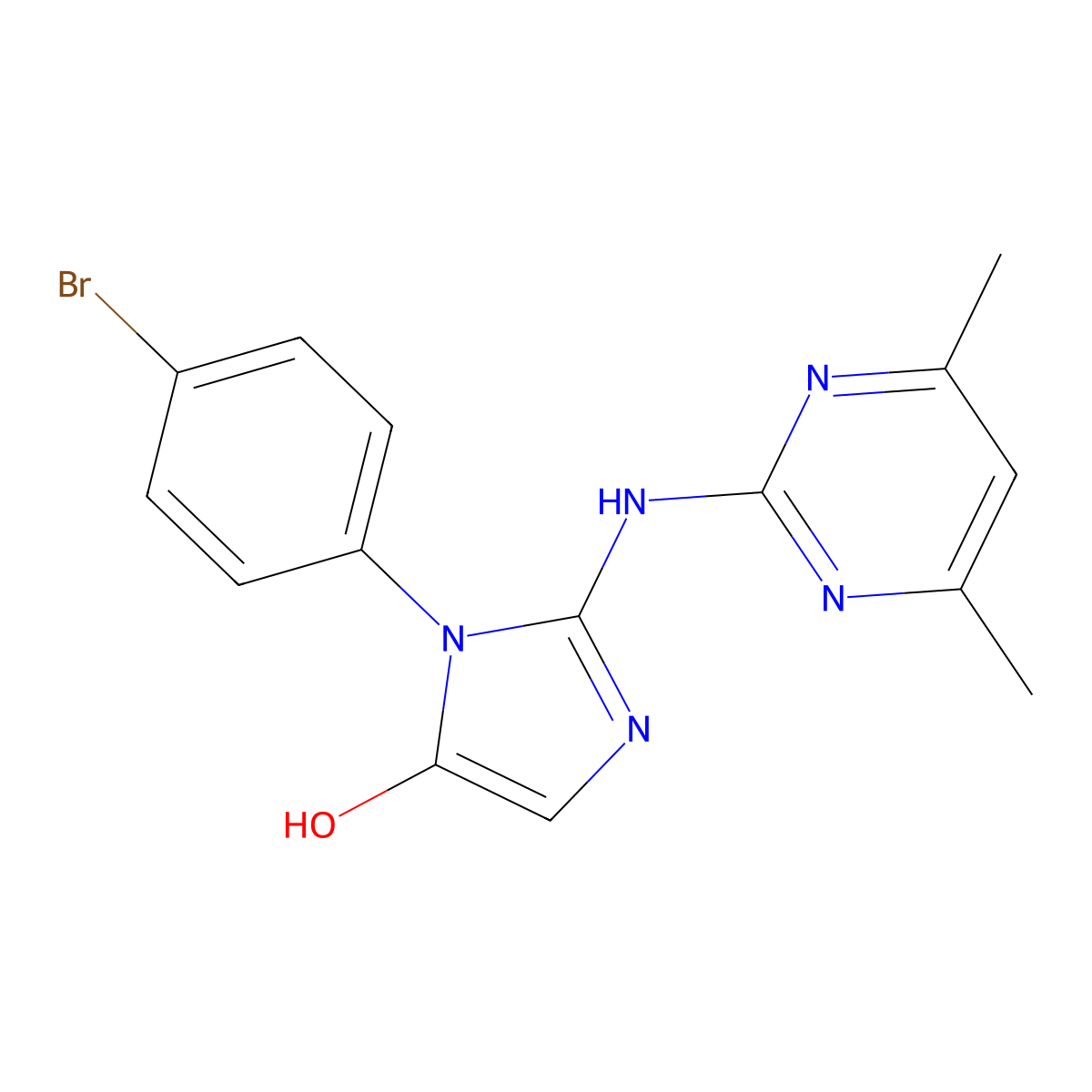 1-(4-bromophenyl)-2-[(4,6-dimethylpyrimidin-2-yl)amino]-1H-imidazol-5-ol molecular structure, CAS 336176-38-6