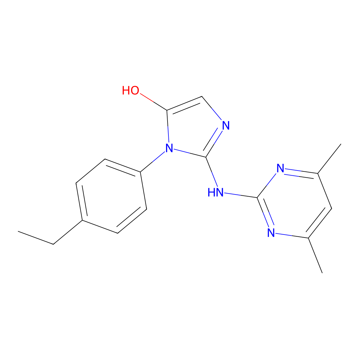 2-[(4,6-Dimethylpyrimidin-2-yl)amino]-1-(4-ethylphenyl)imidazol-5-ol molecular structure, CAS 336176-42-2