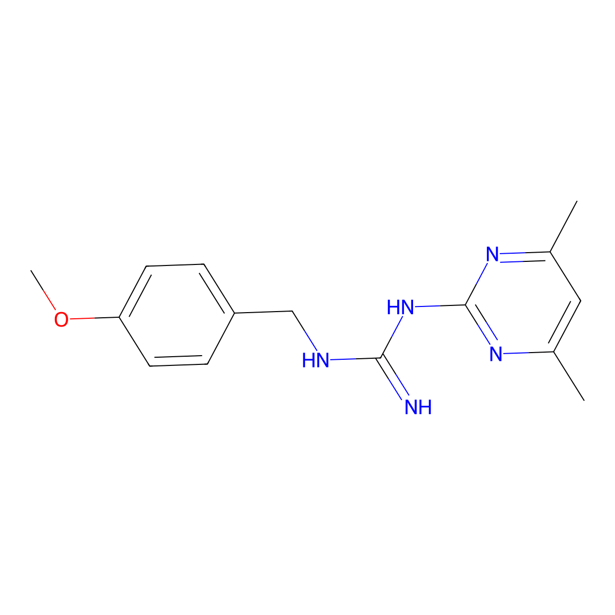 1-(4,6-Dimethylpyrimidin-2-yl)-3-(4-methoxybenzyl)guanidine molecular structure, CAS 336176-49-9