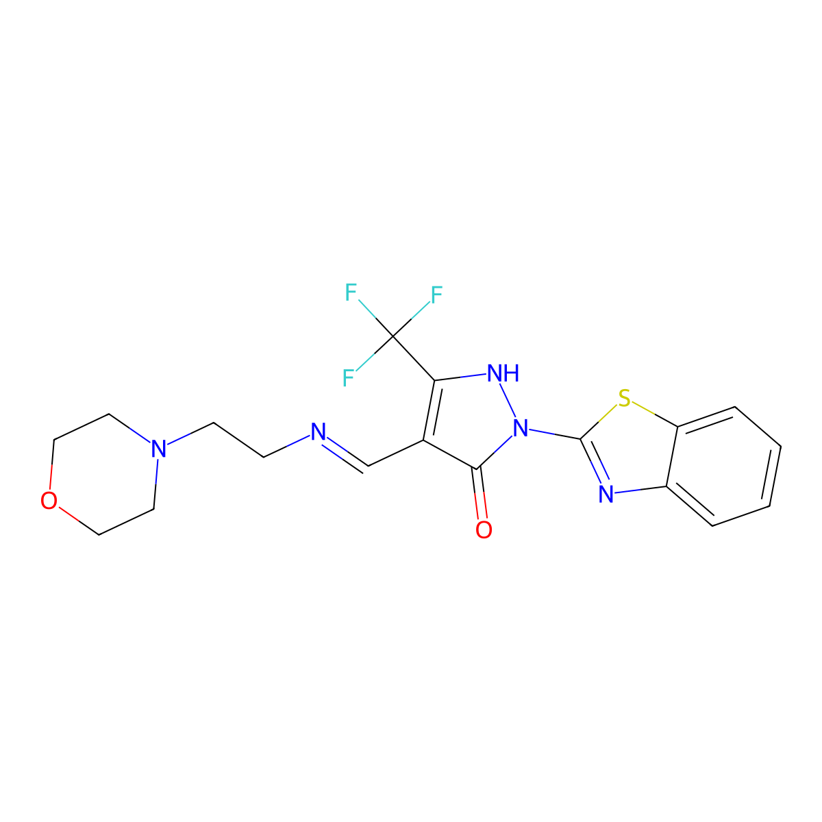 (4E)-2-(1,3-benzothiazol-2-yl)-4-[(2-morpholin-4-ylethylamino)methylidene]-5-(trifluoromethyl)pyrazol-3-one molecular structure, CAS 336177-04-9