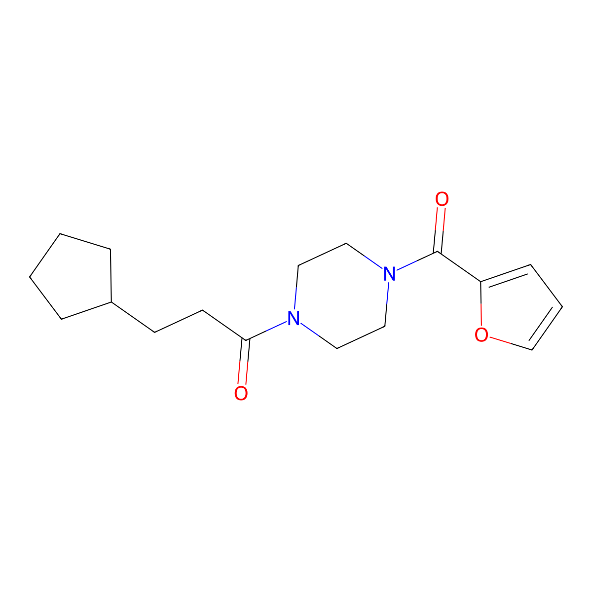 1-(3-Cyclopentylpropanoyl)-4-(2-furoyl)piperazine molecular structure, CAS 336178-90-6