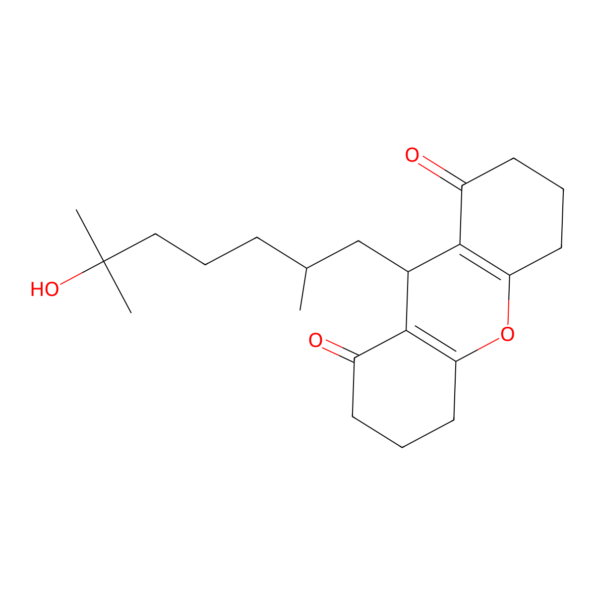 9-(6-hydroxy-2,6-dimethylheptyl)-3,4,5,6,7,9-hexahydro-2H-xanthene-1,8-dione molecular structure, CAS 336179-78-3
