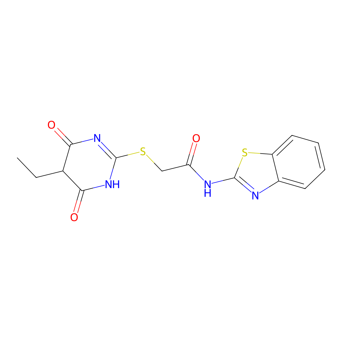 N-(1,3-benzothiazol-2-yl)-2-[(5-ethyl-4,6-dioxo-1,4,5,6-tetrahydropyrimidin-2-yl)sulfanyl]acetamide molecular structure, CAS 336179-81-8