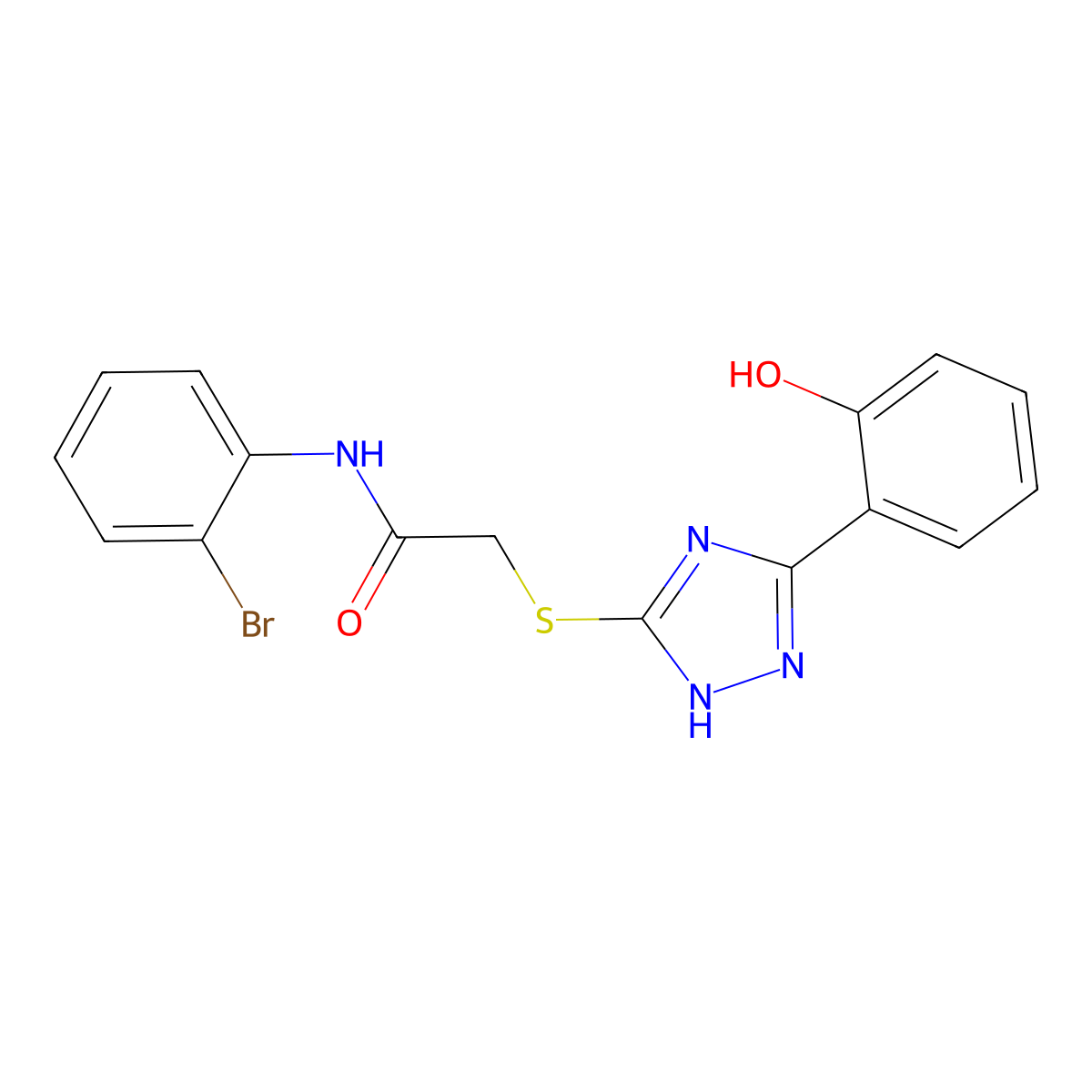 N-(2-Bromophenyl)-2-((3-(2-hydroxyphenyl)-1H-1,2,4-triazol-5-yl)thio)acetamide molecular structure, CAS 336180-29-1