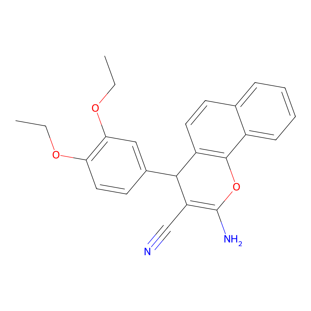 2-Amino-4-(3,4-diethoxy-phenyl)-4H-benzo[h]chromene-3-carbonitrile molecular structure, CAS 336180-43-9
